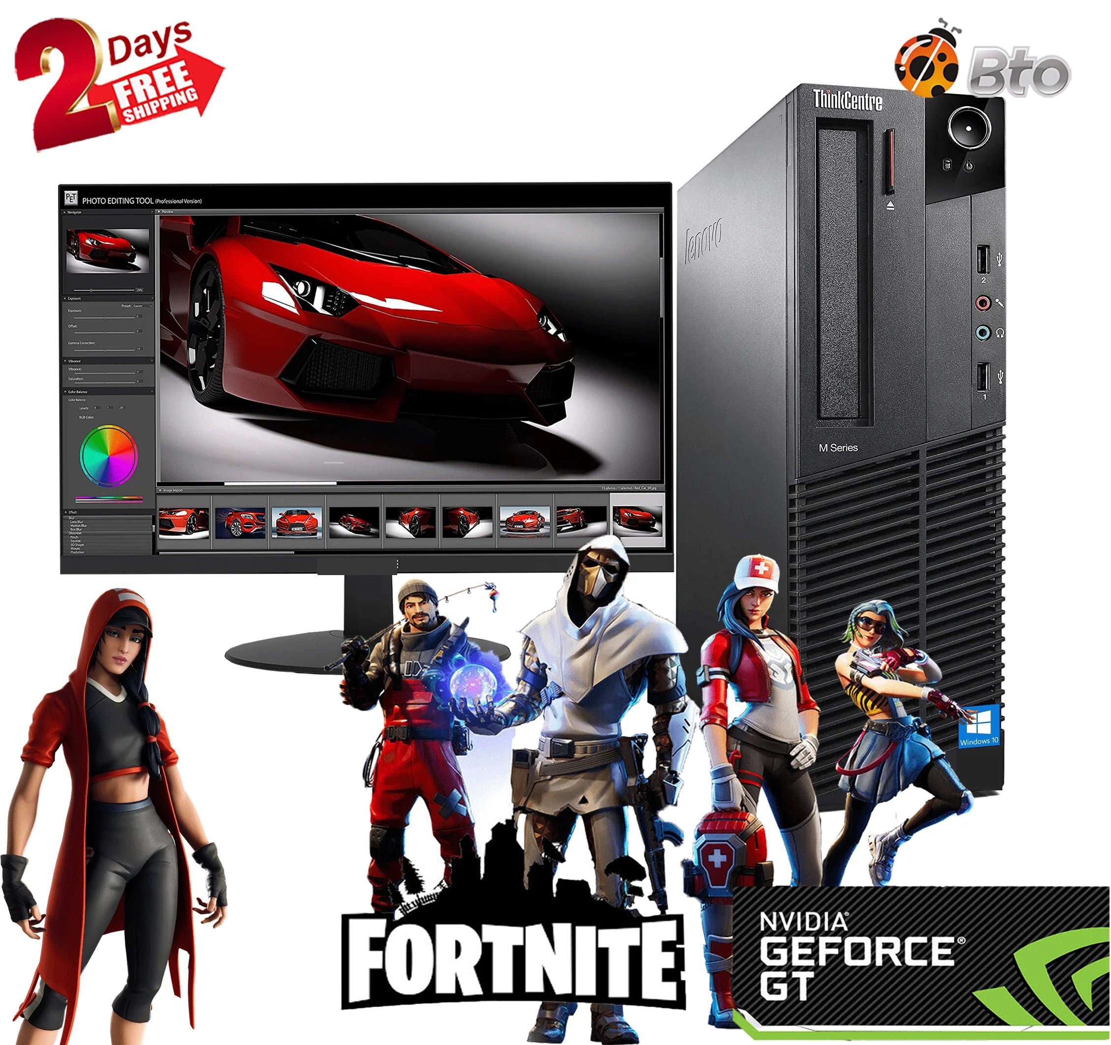 Gaming Lenovo Thinkcentre M91 Desktop SFF Computer PC Intel Core i5, 8GB Ram, 500GB HDD, Nvidia GT 730, New 19 LCD, Bto Keyboard & Mouse, Wi-Fi Adapter Windows 10 Home (Renewed)