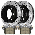 AutoShack Front Brake Calipers Ceramic Pads Drilled Slotted Rotors Black Kit Driver and Passenger Side Replacement for Chevrolet Express 3500 Silverado 2500 HD Classic GMC Savana 3500 Sierra 2500 HD