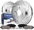 Detroit Axle - Front Brake Kit for 4-Lug 2.3L 1998-2002 Honda Accord Sedan Replacement Drilled Slotted Disc Brake Rotors 1999 2000 2001 Ceramic Brakes Pads