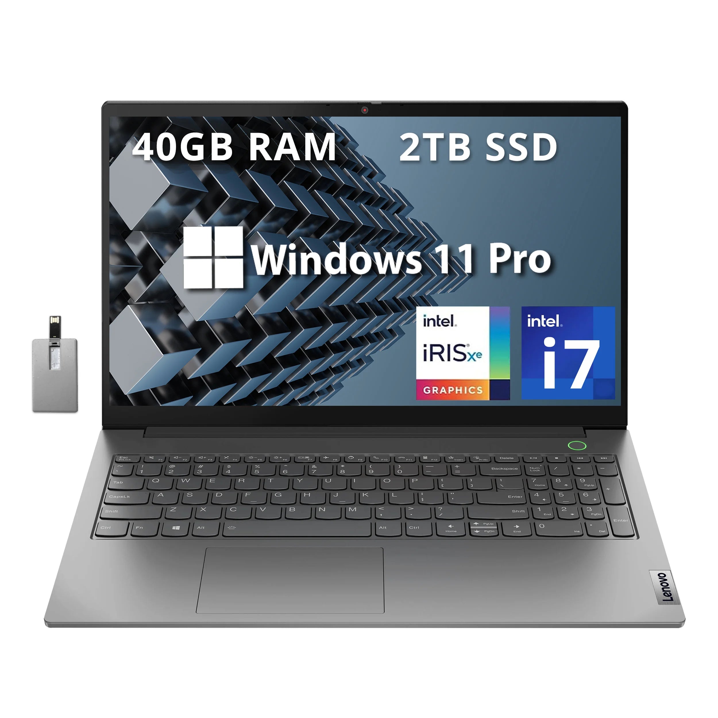 LENOVO ThinkBook 15 Gen 4 15.6 FHD Business Laptop, 12th Gen Intel Core i7-1255U, 40GB DDR4 RAM, 2TB SSD, Backlight Keyboard, Iris Xe Graphics, Win 11 Pro, Black, 32GB Hotface USB Card