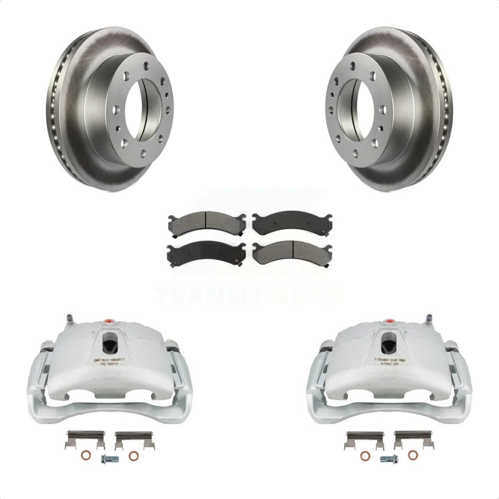 Transit Auto Front Disc Brake Caliper Coated Rotors And Semi-Metallic Pads Kit For Chevrolet Express 3500 GMC Silverado Savana Sierra Classic 4500 KCG-100736S
