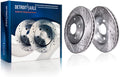 Detroit Axle - FWD 255mm Front Drilled and Slotted Brakes and Rotors Disc Brake Replacement for 2004-2009 Toyota Prius 1.5L 5 Lugs - 2pc Set