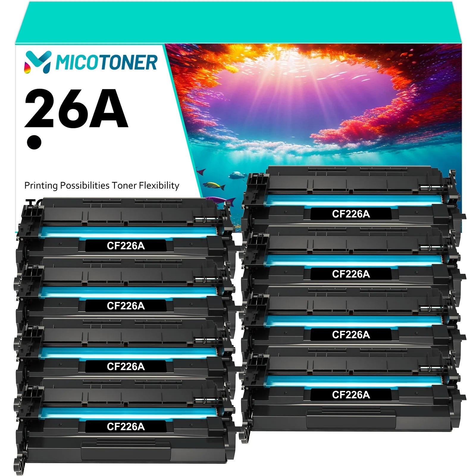 8-Pack 26A Toner Cartridge Compatible for HP 26A CF226A 26X LaserJet Pro M402 M402n M402dn M402dw MFP M426fdw M426fdn M426 Printer (Black)