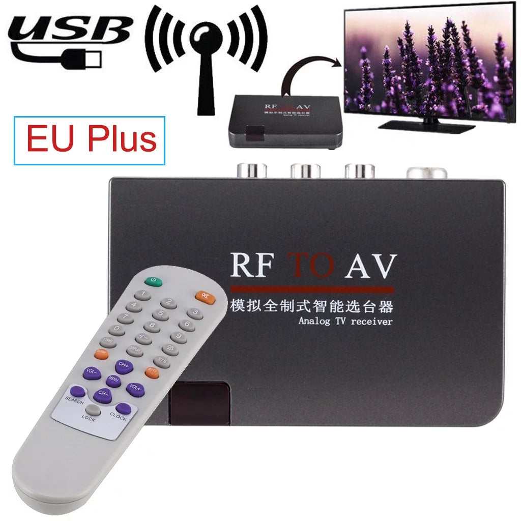Nacni RF to AV Analog TV Receiver Box Video Converter Adapter+Remote Control AV Cable