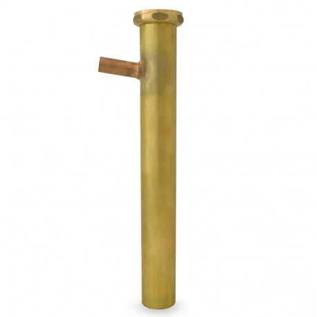 Matco-Norca 1-1/2 x 12, 17GA, Flanged Dishwasher Tailpiece w/ 1/2 (5/8 OD) Copper Branch Outlet, Rough Brass