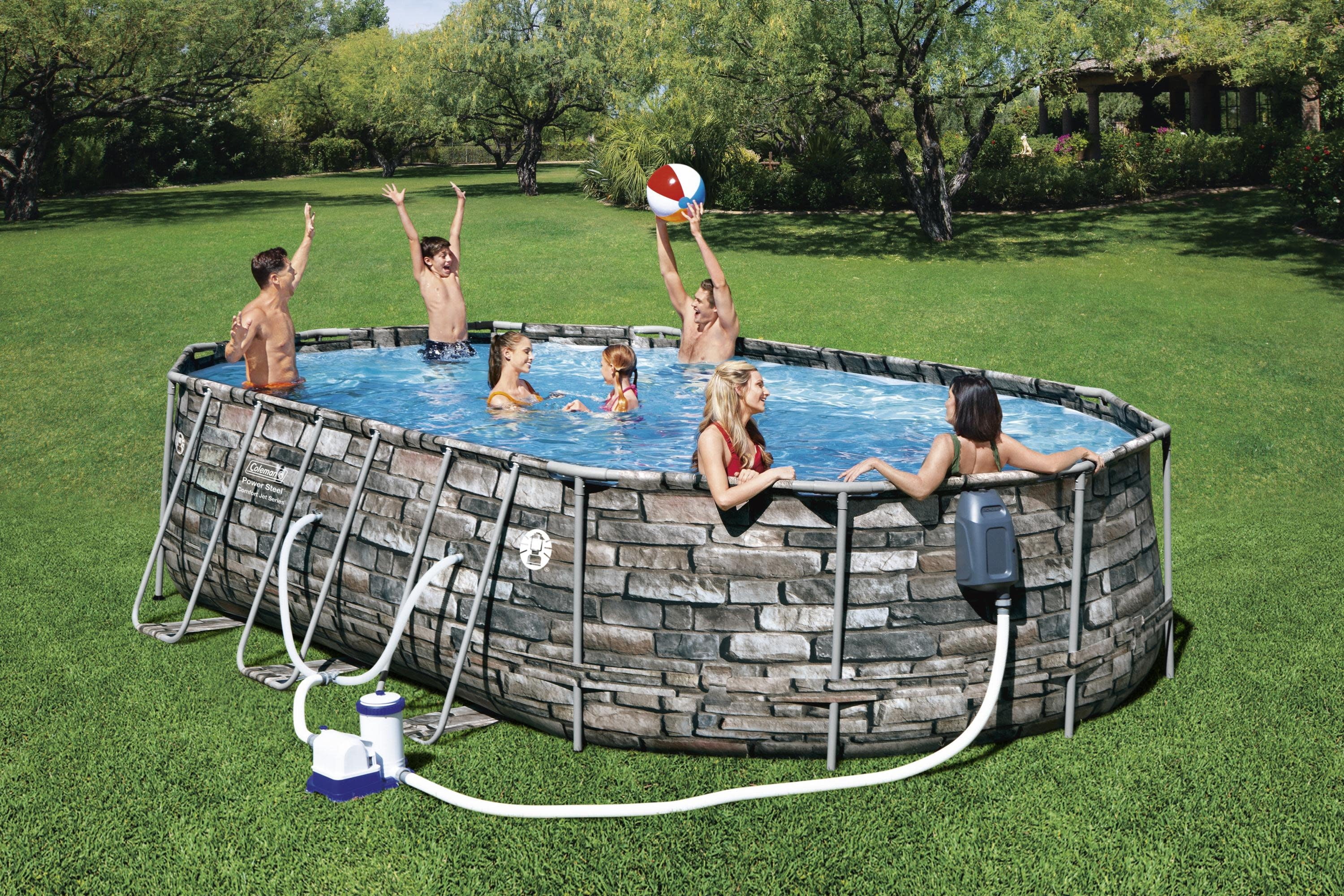 Coleman 20' Power Steel Comfort Jet Oval 48 Deep Metal Frame Above Ground Pool
