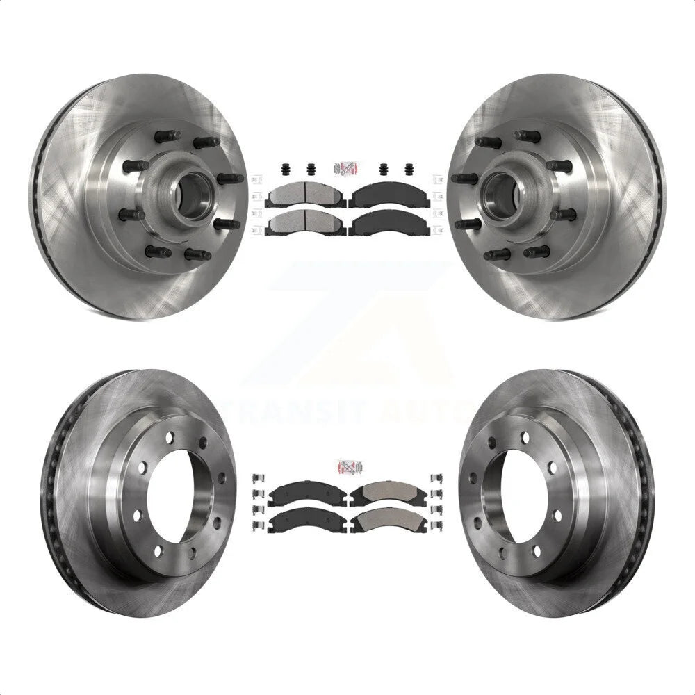 Transit Auto - Front Rear Semi-Metallic Pads And Disc Brake Rotors Hub Assembly Kit For Ford E-350 Super Duty E-250 E-150 Econoline K8A-105252