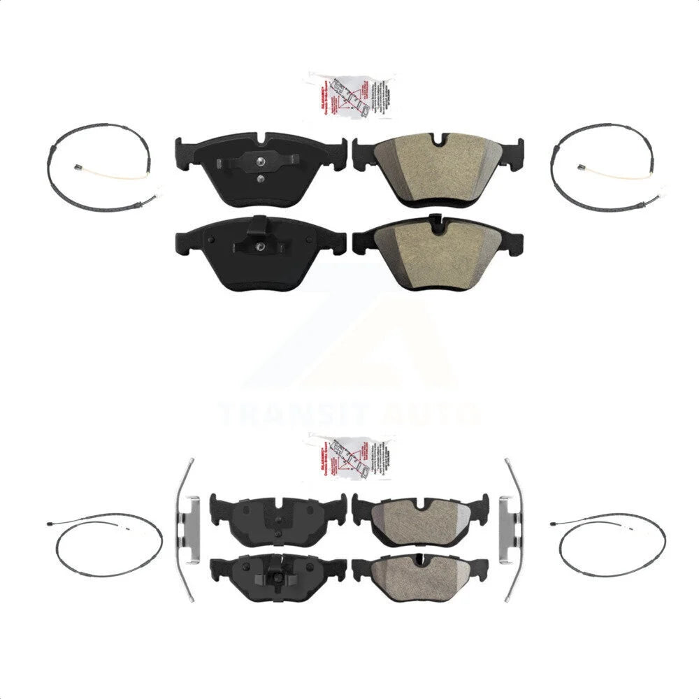 Transit Auto - Front Rear Ceramiced Disc Brake Pads And Wear Sensors Kit For 2013 BMW X1 xDrive28i with AWD 2.0L KNW-100278