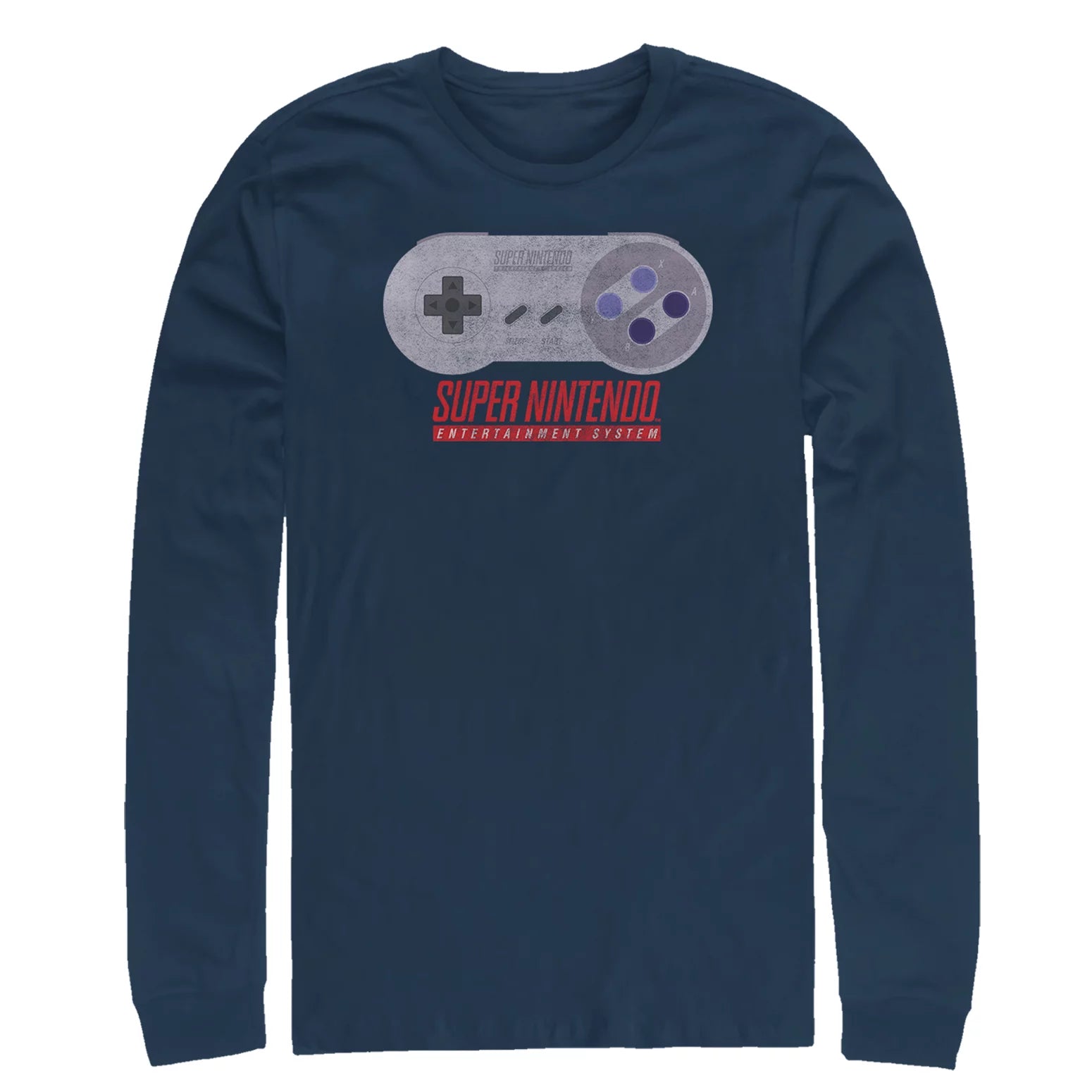 Men's Nintendo SNES Controller  Long Sleeve Shirt Navy Blue 2X Large