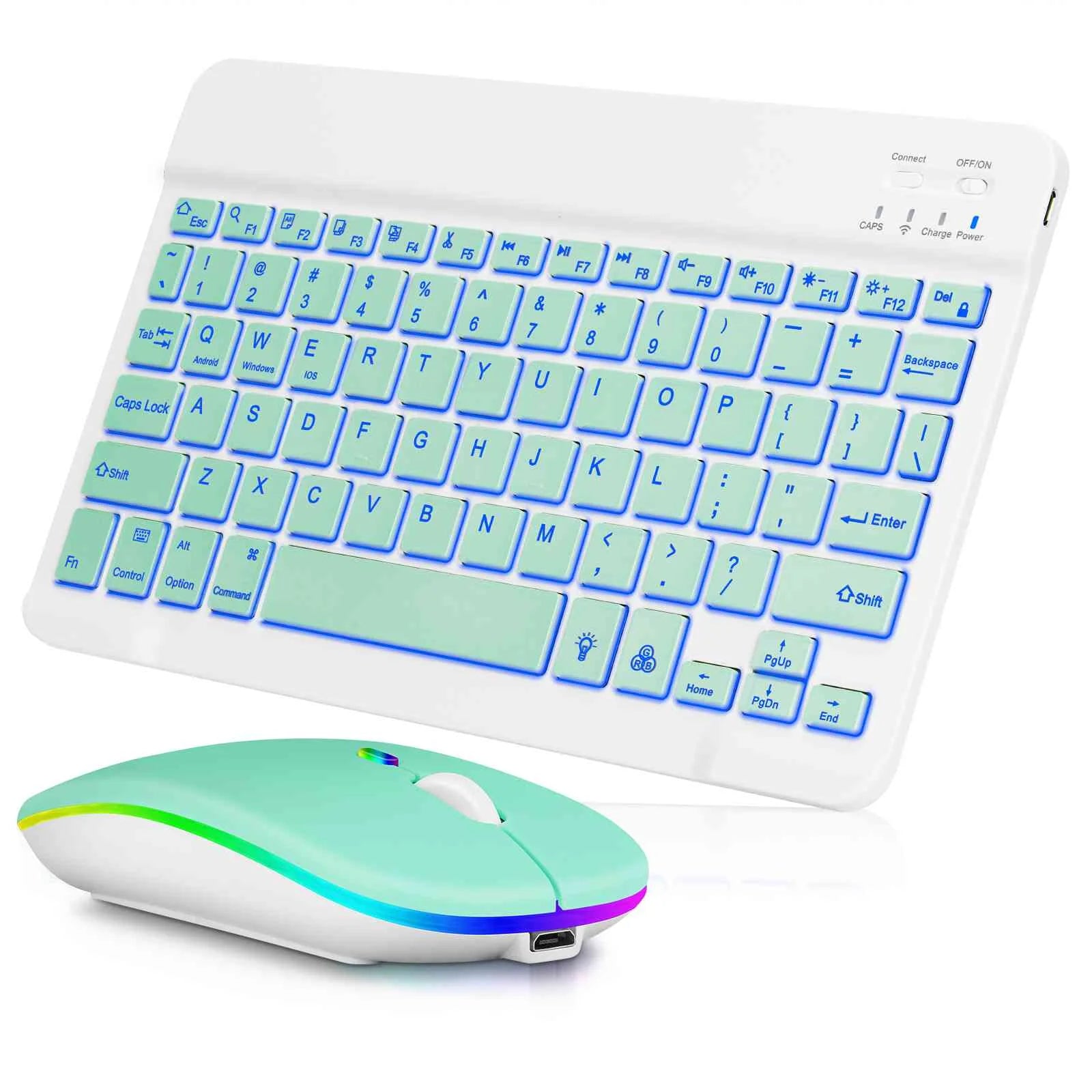 UX030 Lightweight Keyboard and Mouse with Background RGB Light, Multi Device slim Rechargeable Keyboard Bluetooth 5.1 and 2.4GHz Stable Connection Keyboard for vivo iQOO 9T