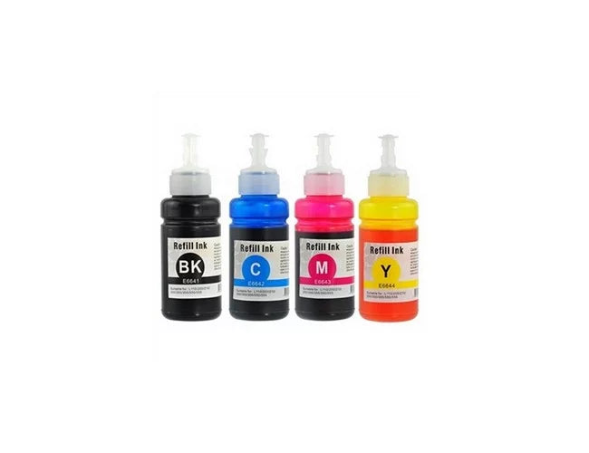 PrinterDash Compatible Replacement for EcoPrinter L110/L200/L300/L350/L455/L565/ET-2500/3600/4500 Dye Ecotank Refill Ink Bottle Combo Pack (BK/C/M/Y) (NO. 664) (T664120-BCS)