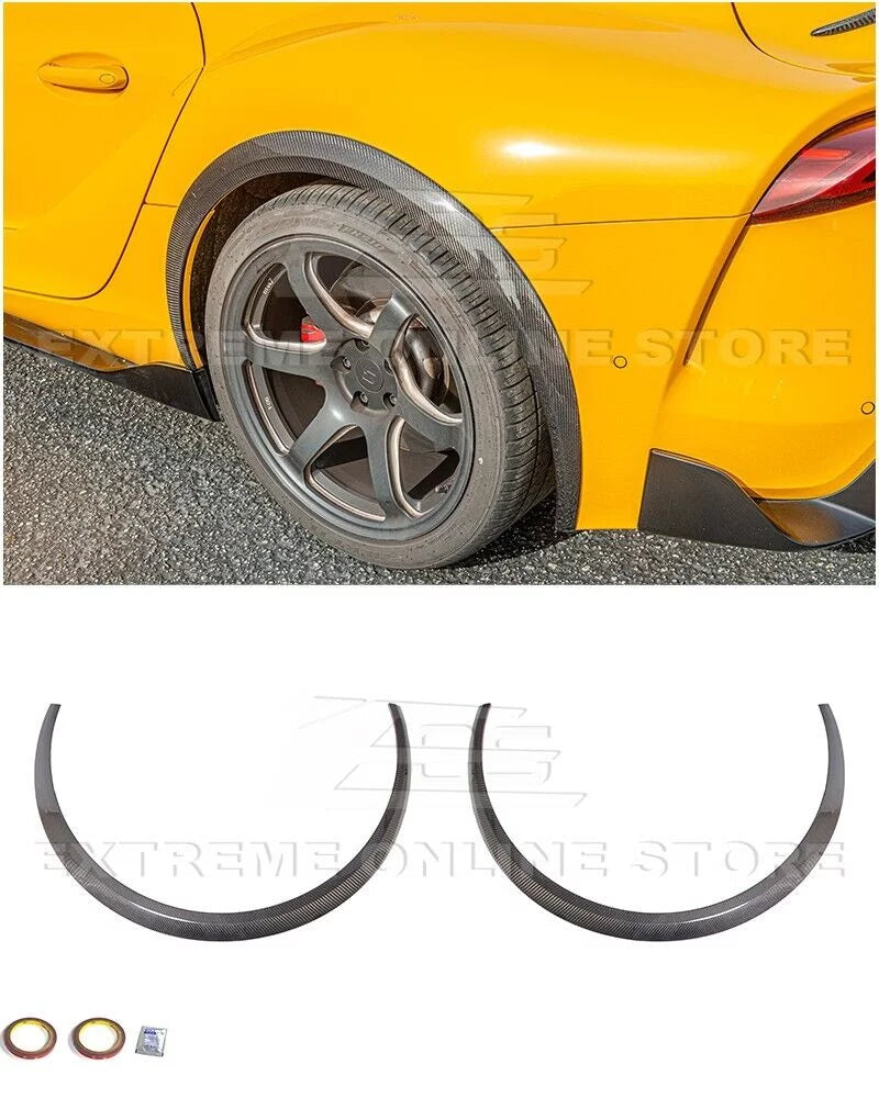 Replacement for 2020-Present Toyota GR Supra Models | JDM Artisan Spirit Style Carbon Fiber Rear Side Wheel Trim Molding Fender Flare Extension