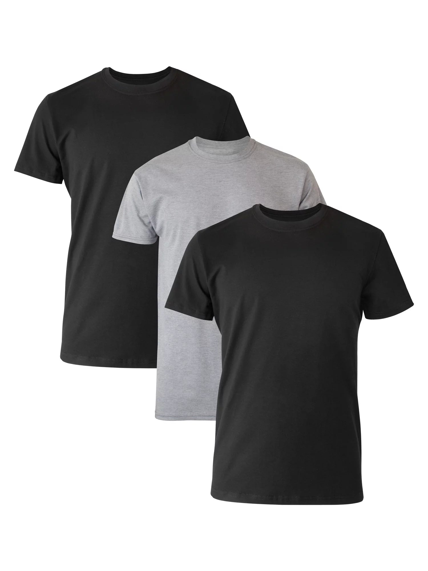 Hanes Men's Comfort Fit Ultra Soft Cotton Black/Grey T-Shirt Undershirts, 3 Pack