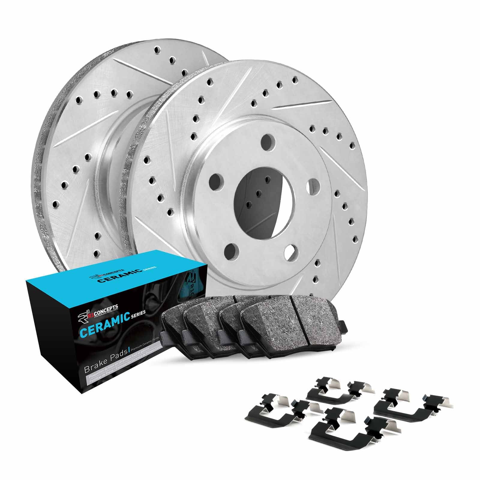 R1 Concepts Front Brakes and Rotors Kit |Front Brake Pads| Brake Rotors and Pads| Ceramic Brake Pads and Rotors |Hardware Kit WGWH1-01013
