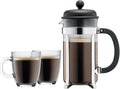 Caffettiera French Press Coffee Maker, 8 Cup, 1 Liter, 34Oz With 2 Glass Mugs, 0.35 Liter, 12Oz