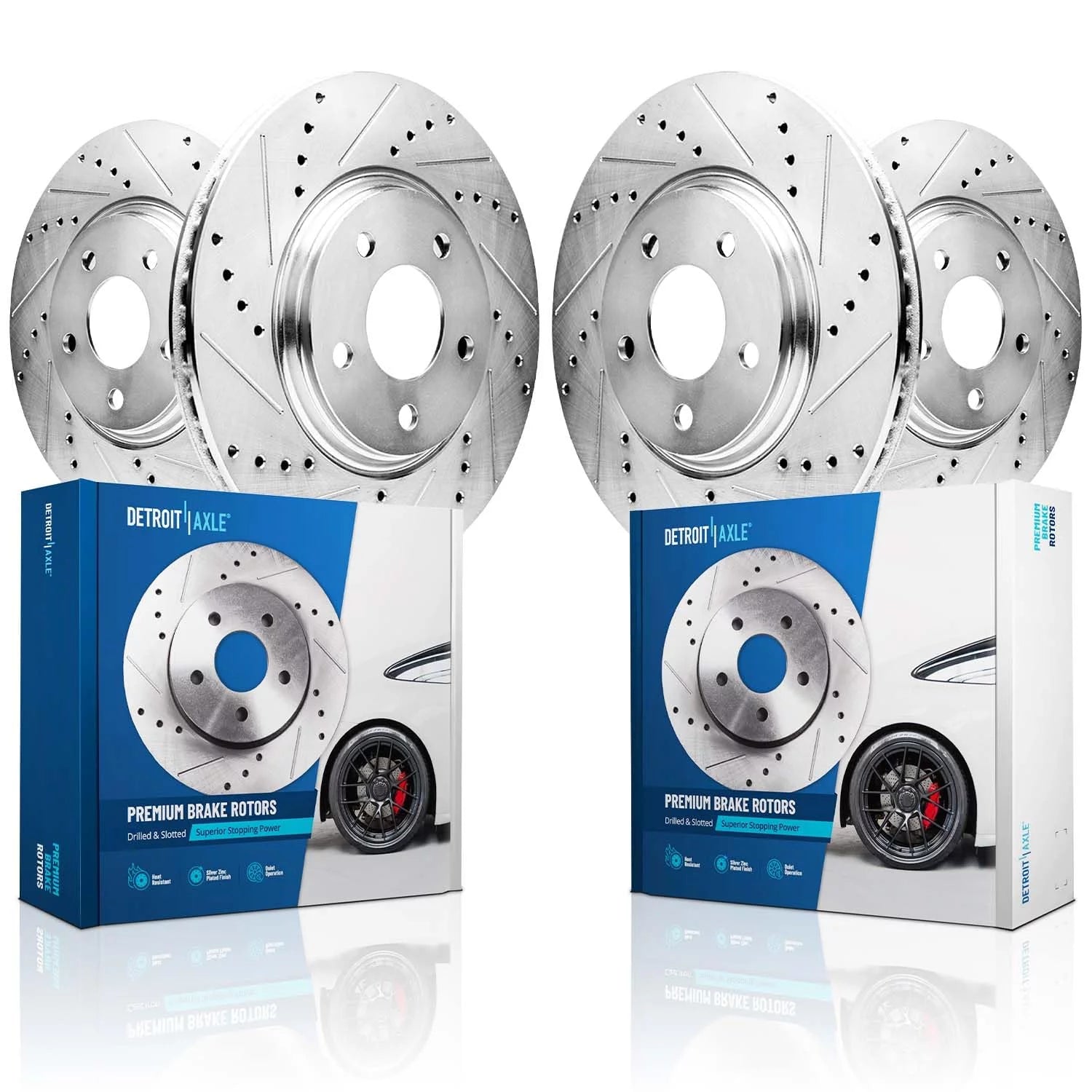 Detroit Axle - Brake Rotors for 3.6L 2010-2015 Chevrolet Camaro LS LT Drilled & Slotted Disc Brake Rotors 2011 2012 2013 2014 Front and Rear Replacement Brakes and Rotors