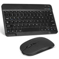 Rechargeable Bluetooth Keyboard and Mouse Combo Ultra Slim Full-Size Keyboard and Ergonomic Mouse for Vodafone Smart Tab II 10 and All Bluetooth Enabled Mac/Tablet/iPad/PC/Laptop - Onyx Black