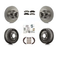 Transit Auto - Front Rear Disc Brake Rotors Hub Assembly Semi-Metallic Pads And Drum Kit (7Pc) For Ford Ranger With 10 Diameter K8S-102200