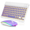 UX030 Lightweight Keyboard and Mouse with Background RGB Light, Multi Device slim Rechargeable Keyboard Bluetooth 5.1 and 2.4GHz Stable Connection Keyboard for Tecno Pouvoir 4 Pro