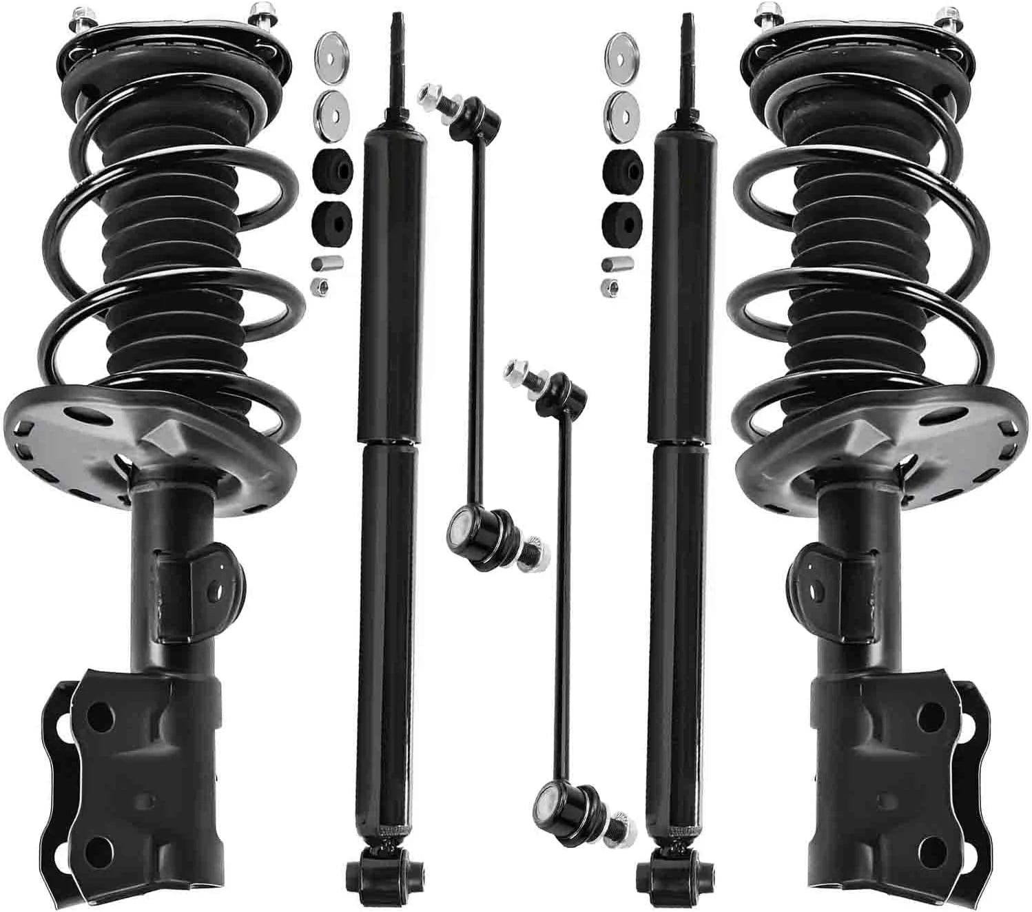 Detroit Axle - Front Struts w/Coil Spring Rear Shock Absorbers Sway Bar Links Replacement for 2013-2015 Toyota Prius Plug-In