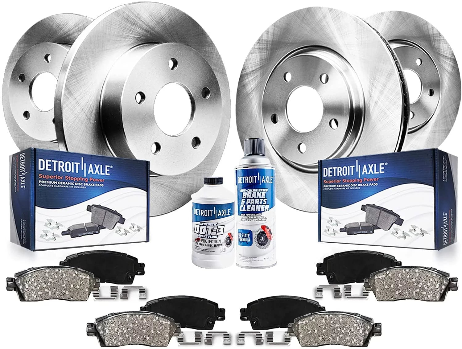 Detroit Axle - Brake Kit for 2004-2008 Chevrolet Malibu, 06-07 Pontiac G6 Replacement 2004 2005 2006 2007 2008 Disc Brakes Rotors Ceramic Brake Pads: 10.87'' inch Front and 10.63'' inch Rotors