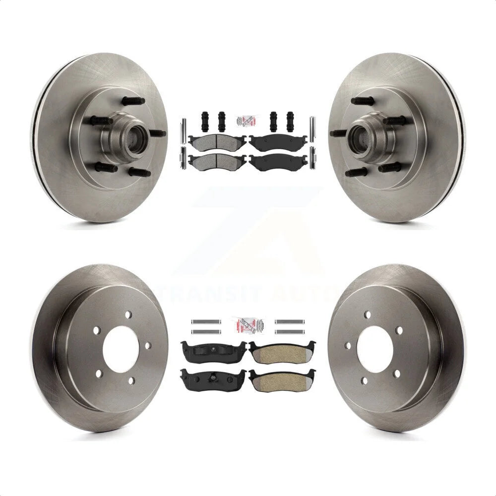 Transit Auto - Front Rear Semi-Metallic Pads And Disc Brake Rotors Hub Assembly Kit For 1999-2003 Ford F-150 RWD With 5 Lug Wheels K8A-107181