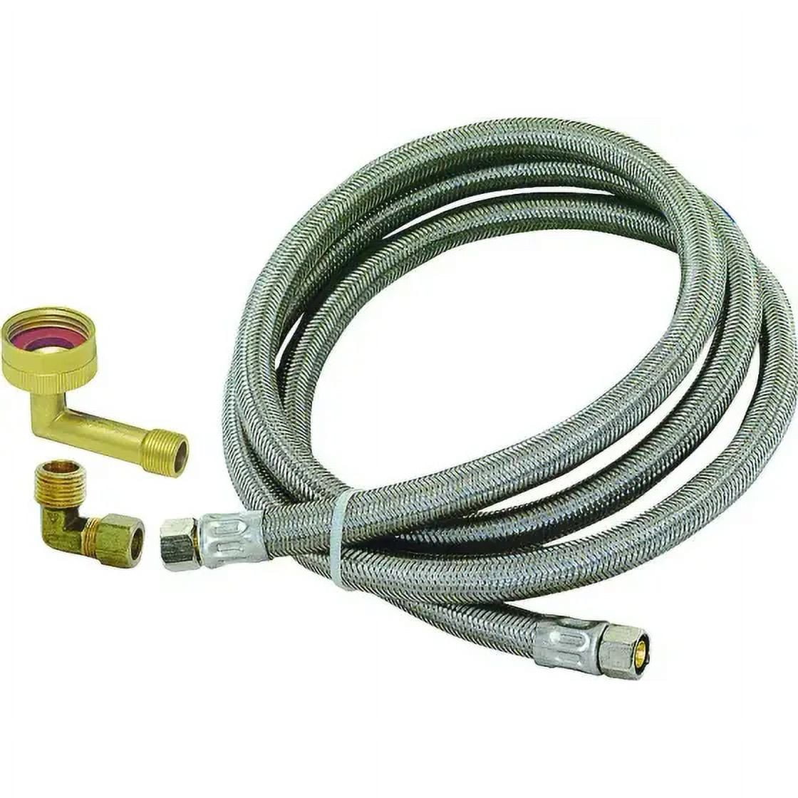 Eastman 41045 Braided Dishwasher Connector Hose, 3/8 Inch Inlet, Compression Inlet, 3/8 Inch Outlet, Compression Outlet