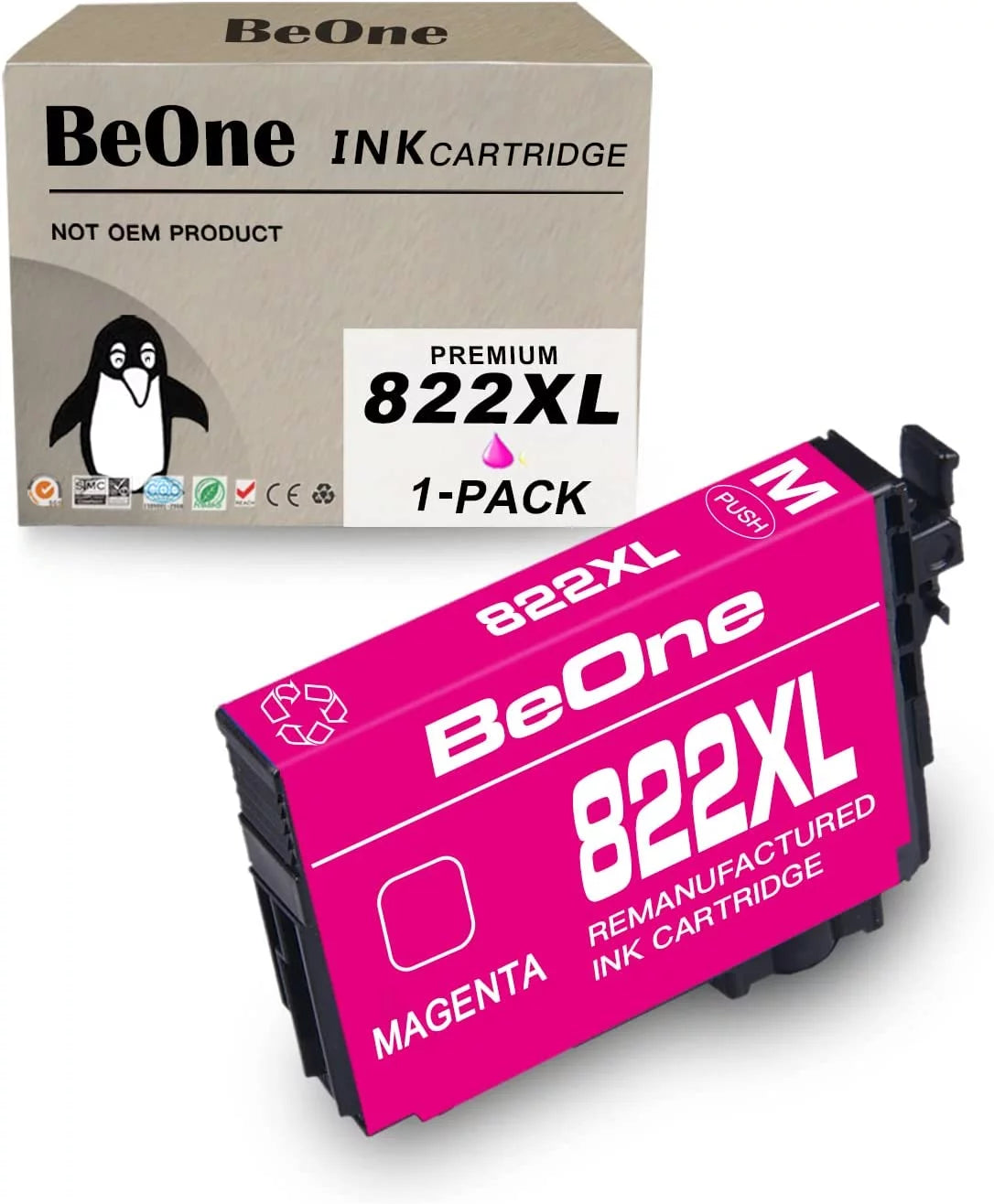 822XL Magenta Remanufactured Ink Cartridge Replacement for Epson 822 XL 822XL T822 T822XL to Use with Workforce