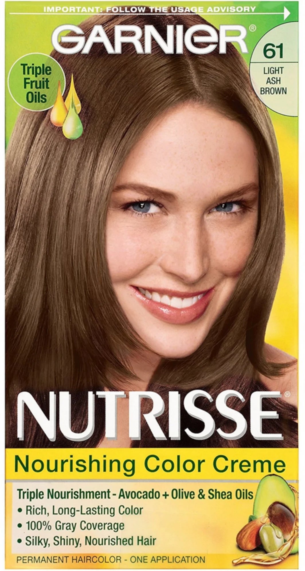 Garnier Nutrisse Haircolor, 61 Light Ash Brown 1 Each
