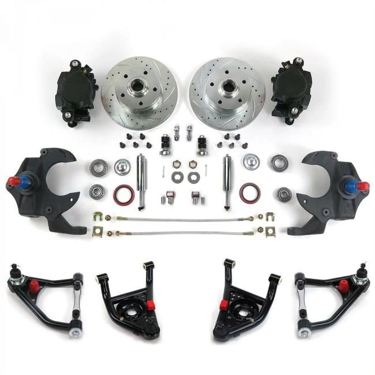 Helix Suspension Brakes & Steering 324066 2 in. Drop Brake Kit with Tubular Control Arms & Shocks for 1967-1969 Camaro & Firebird