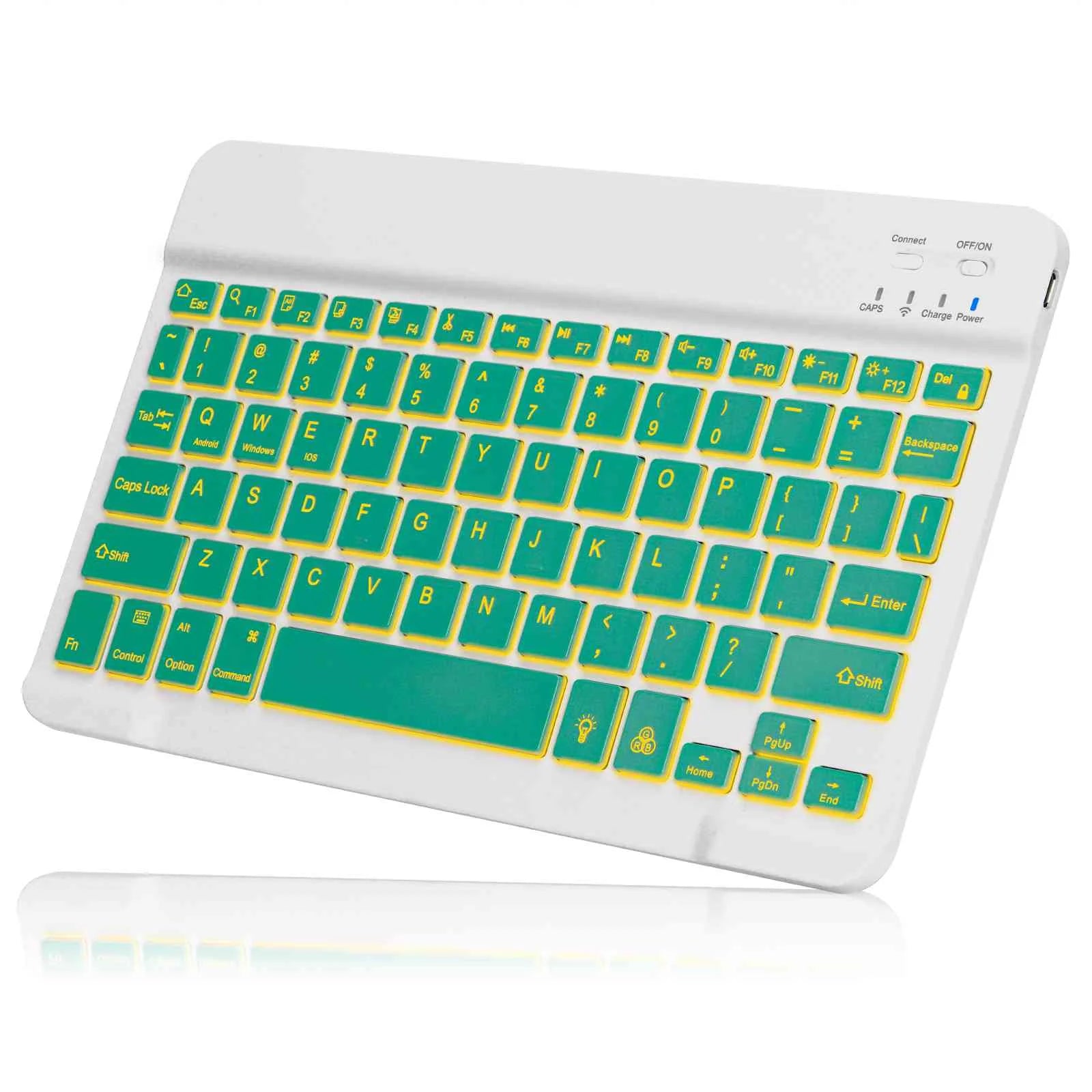 UX030 Lightweight Ergonomic Keyboard with Background RGB Light, Multi Device slim Rechargeable Keyboard Bluetooth 5.1 and 2.4GHz Stable Connection Keyboard for Gionee P15 Pro