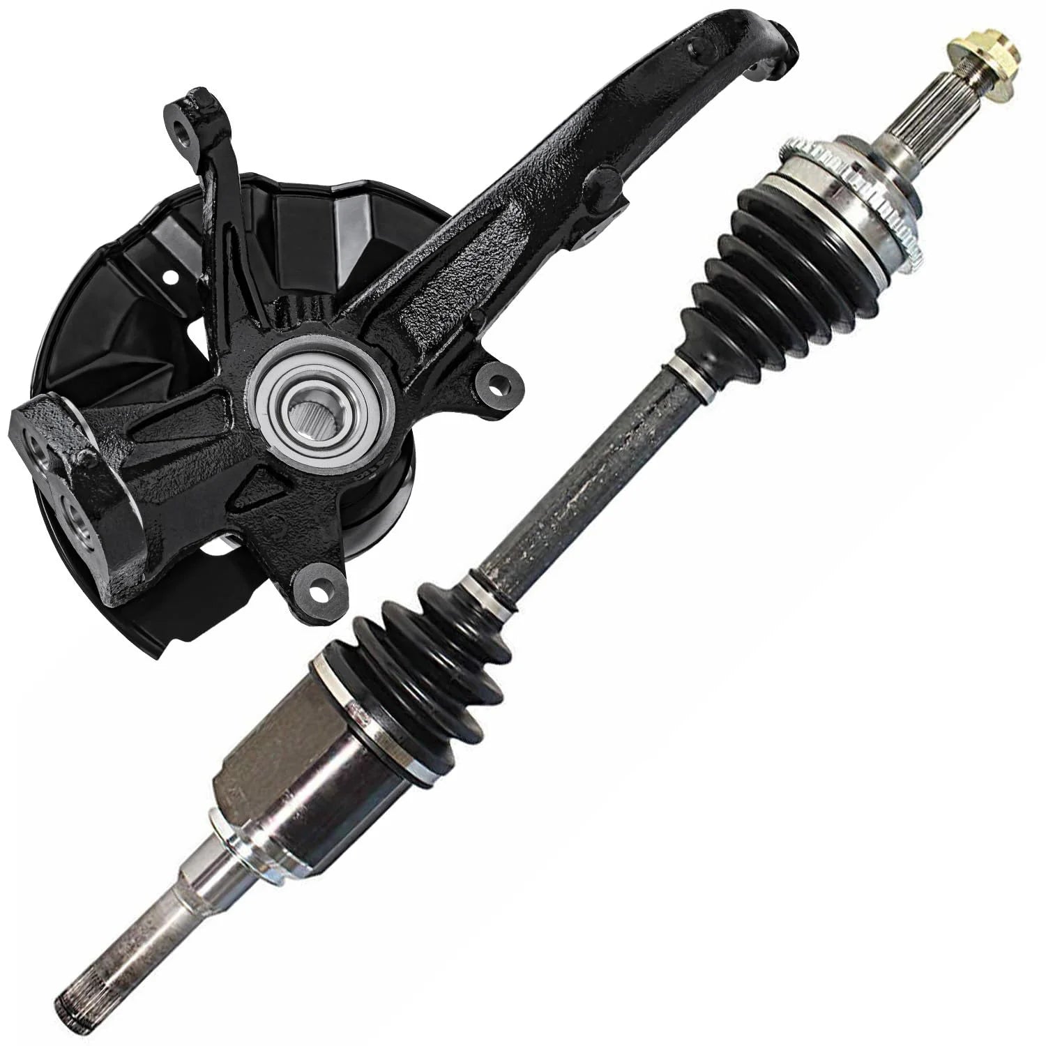 Detroit Axle - Front Left Steering Knuckle Wheel Hub Bearing CV Axle Shaft Replacement for Ford Fusion Mercury Milan - 2pc Set