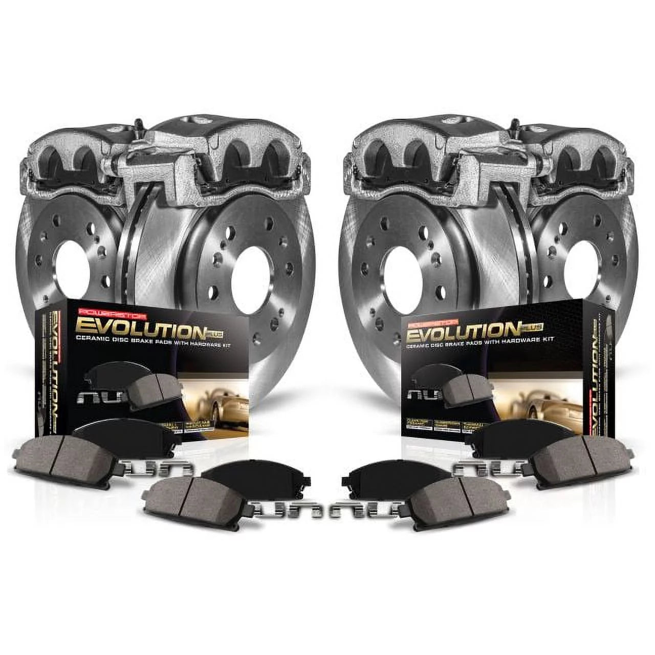 Power Stop Front and Rear Stock Replacement Brake Pad and Rotor Kit with Calipers KCOE873 Fits 2003 BMW Z4