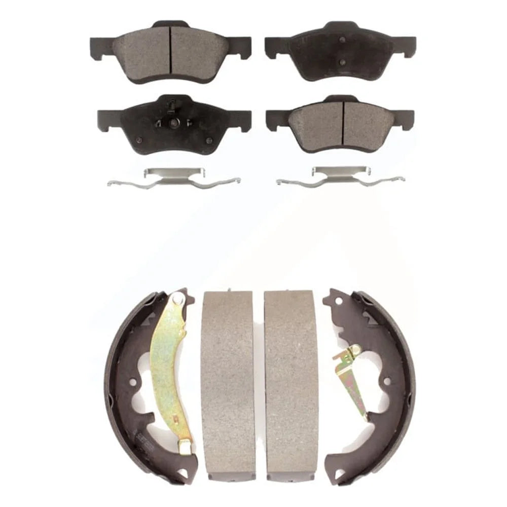 Transit Auto - Front Rear Ceramic Brake Pads And Drum Shoes Kit For Ford Escape Mercury Mariner KTN-100011