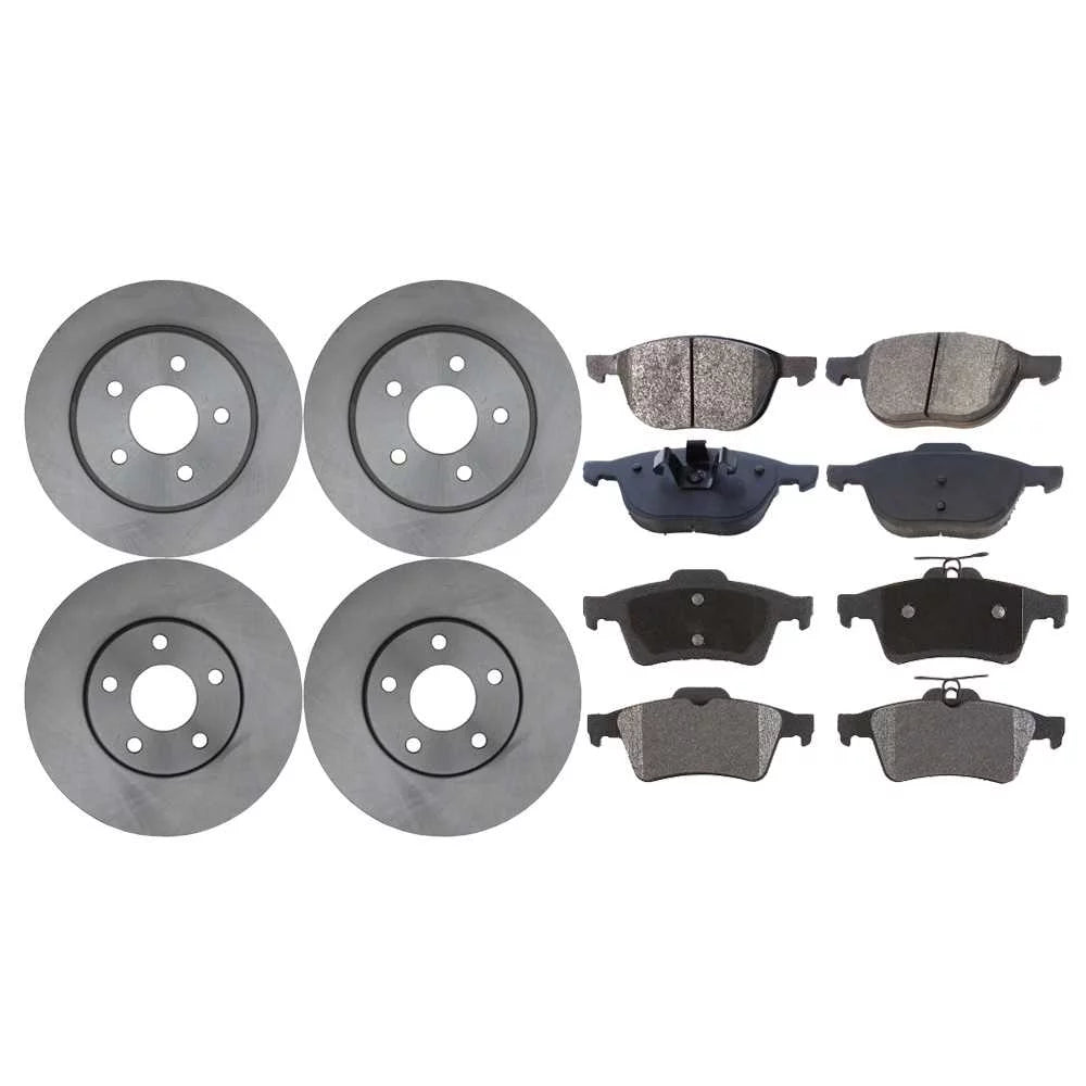AutoShack Front and Rear Brake Rotors and Ceramic Pads Kit Replacement for 2012 2013 2014 2015 2016 2017 2018 Ford Focus 1.0L 2.0L FWD