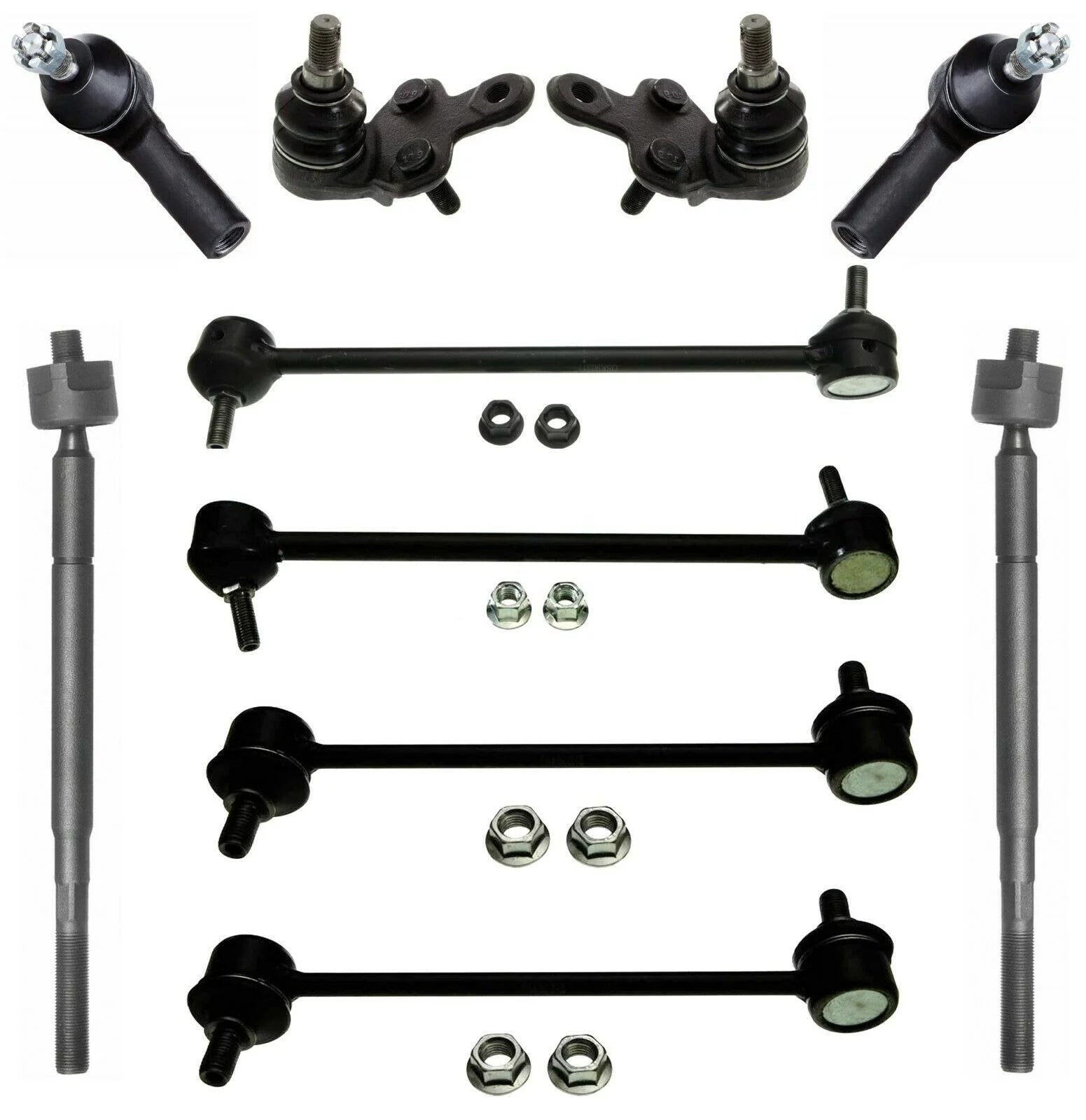 10 Pc Kit Front Lower Ball Joints Inner Outer Tie Rod Ends Front & Rear Sway Bar Ends Fits select: 2000 TOYOTA CAMRY CE/LE/XLE, 2001 TOYOTA CAMRY LE/XLE