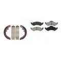 Transit Auto - Front Rear Semi-Metallic Brake Pads And Drum Shoes Kit For 2000-2002 Dodge Dakota Durango KSN-100203