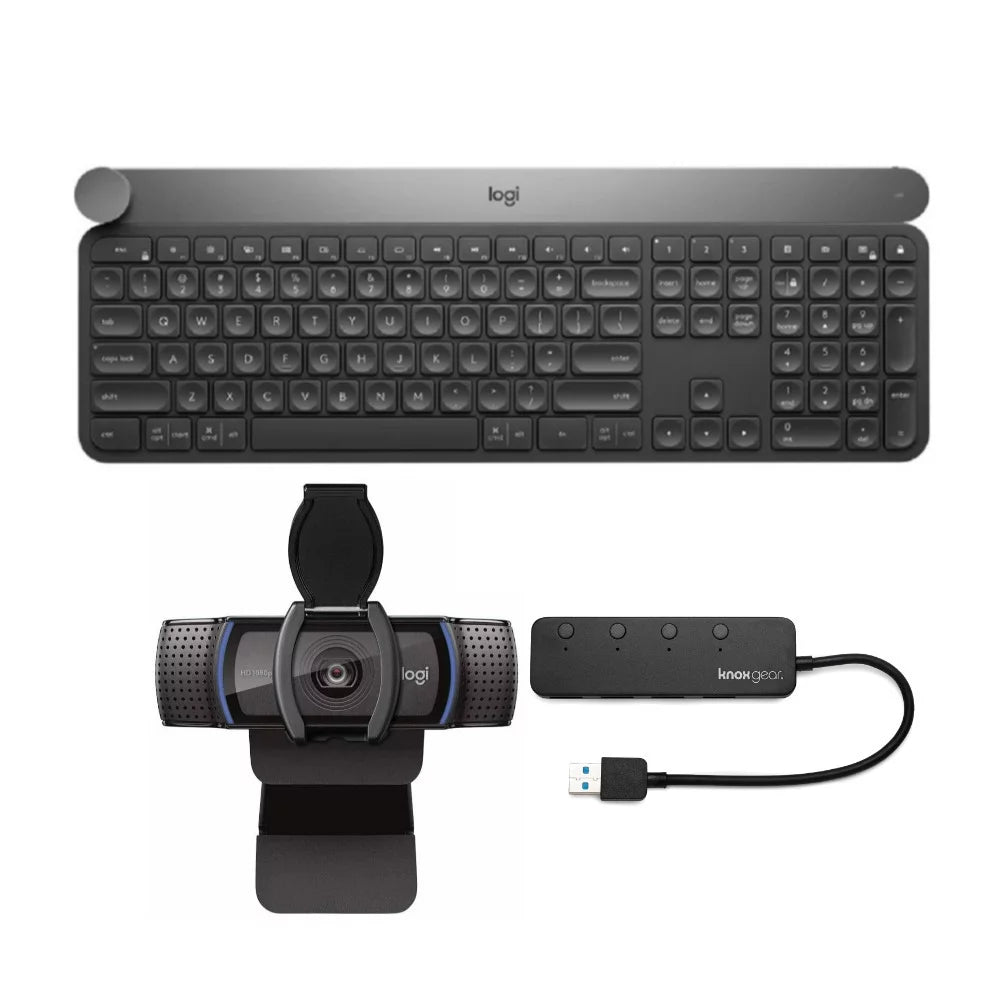 Logitech Craft Advanced Wireless Keyboard with Creative Input Dial with HD Webcam and USB 3.0 Hub
