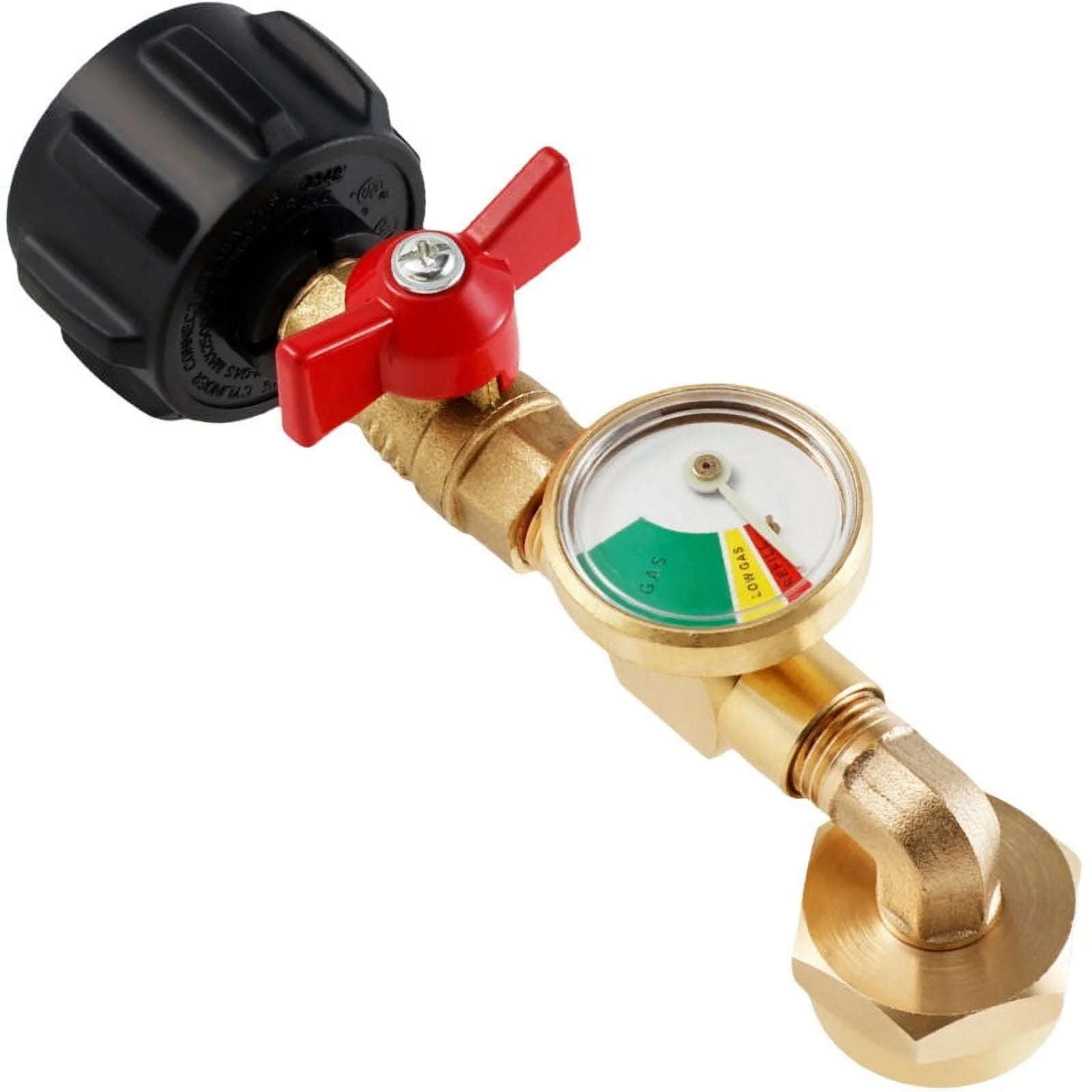 Qenwkxz Propane Refill Adapter with Gauge 90 Degrees Refill Pressure Adapter Solid Brass Propane Tank Adapter Reusable Propane Refill Adapter for Filling 1 lb Bottles Camping Grill