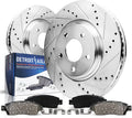 Detroit Axle - Front Brake Kit for 2003-2008 Honda Pilot Replacement 2003 2004 2005 2006 2007 2008 Drilled & Slotted Brake Rotors Ceramic Brakes Pads