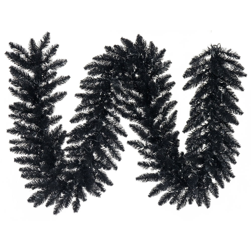 Perfect Holiday GL-98BK 9 ft Length PVC Black Garland with metal Hook for Christmas, Party, Holloween