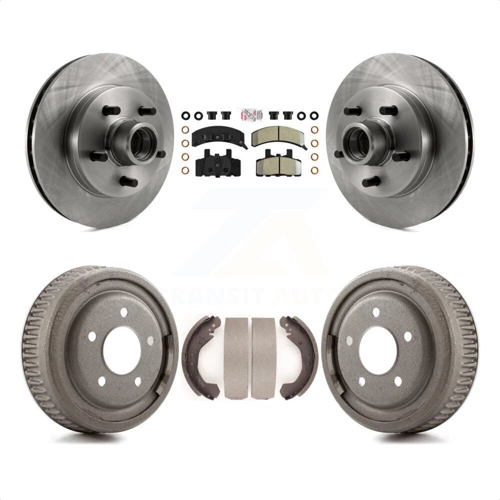 Transit Auto - Front Rear Disc Brake Rotors Hub Assembly Semi-Metallic Pads And Drum Kit For GMC Yukon With 10 Diameter K8A-105370