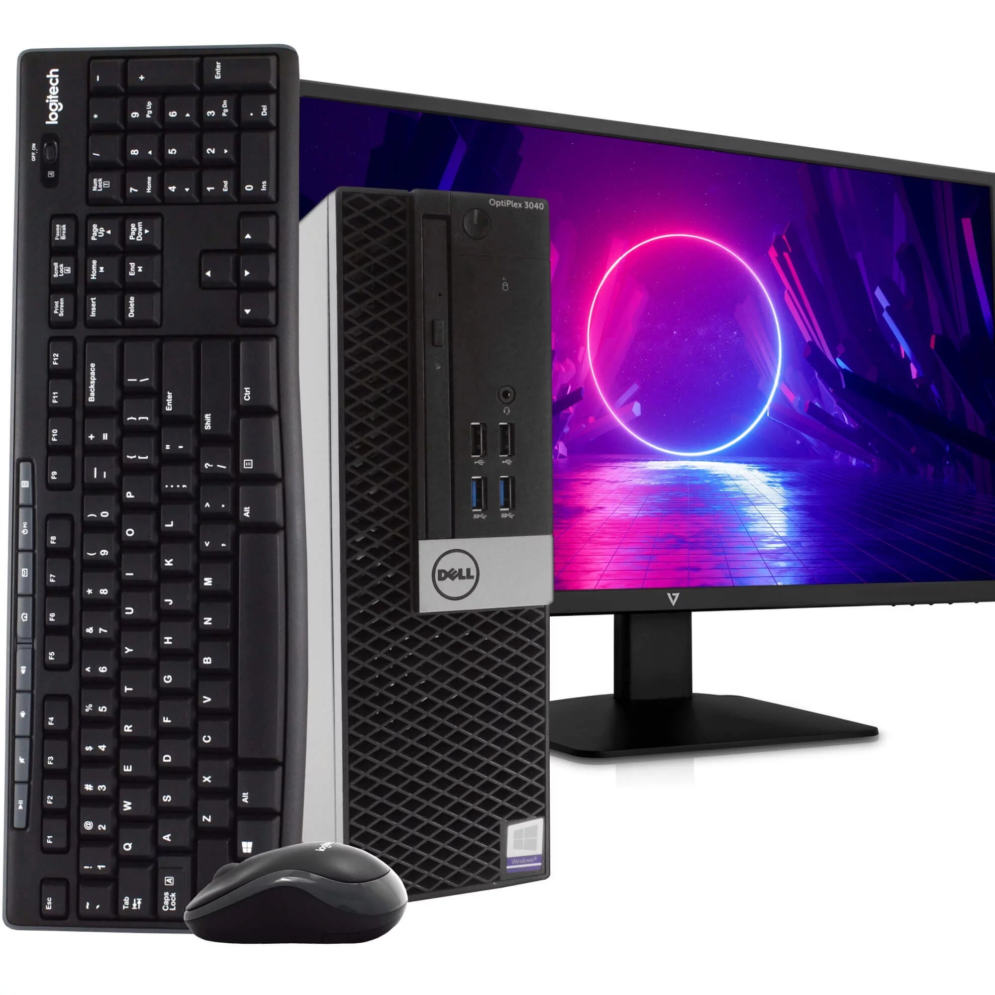 DELL Optiplex 3040 Desktop Computer PC, Intel Quad-Core i5, 1TB HDD, 8GB DDR3 RAM, Windows 10 Home, DVD, WIFI, 24in Monitor, Wireless Keyboard and Mouse (Used - Like )