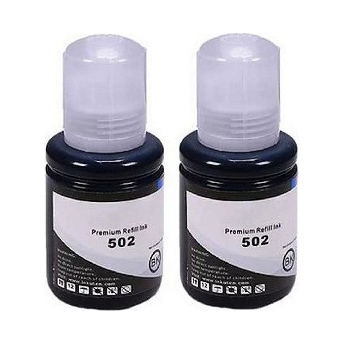 PrinterDash Compatible Replacement for EcoTank ET-2700/2750/3700/3750/4750/15000/ST-2000/3000/4000 Black Refill Ink Bottle (2/PK-7500 Page Yield) (NO. 502) (C13T03R140-D2)