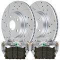 AutoShack Front Brake Calipers Ceramic Pads Drilled Slotted Rotors Silver Kit Driver and Passenger Side Replacement for 2012-2014 2015 2016 2017 2018 Lexus ES350 2013-2018 ES300h 2.5L 3.5L V6 FWD