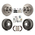 Transit Auto - Front Rear Disc Brake Rotors Hub Assembly Semi-Metallic Pads And Drum Kit (7Pc) For 1998-1999 Mazda B4000 RWD with 4-Wheel ABS With 10 Diameter K8A-105360