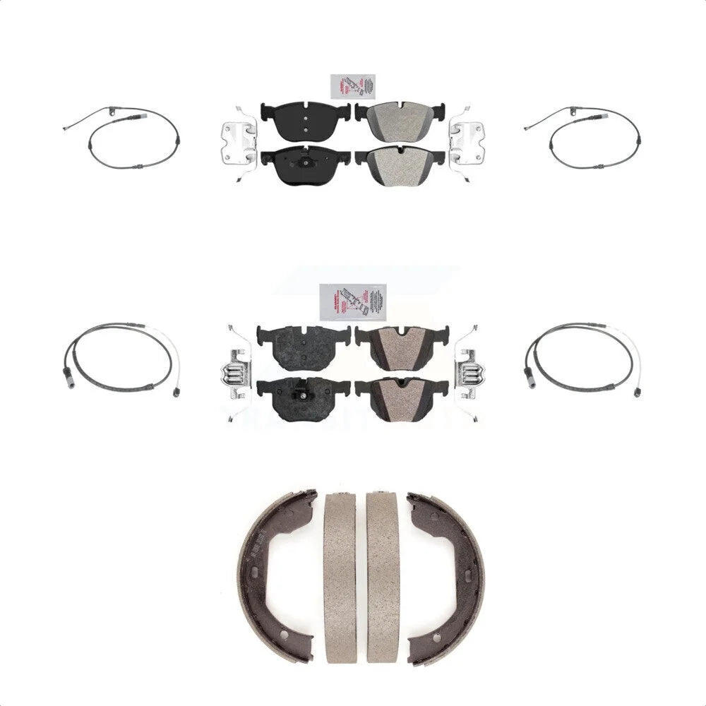 Transit Auto - Front Rear Ceramiced Disc Brake Pads And Wear Sensors Kit (7Pc) For BMW X5 X6 KNW-100479