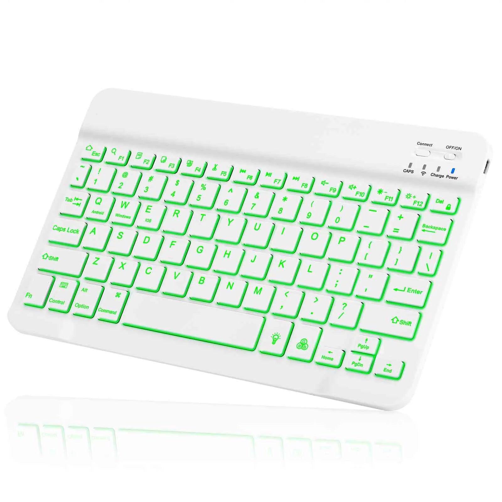 UX030 Lightweight Ergonomic Keyboard with Background RGB Light, Multi Device slim Rechargeable Keyboard Bluetooth 5.1 and 2.4GHz Stable Connection Keyboard for LG Velvet 5G UW