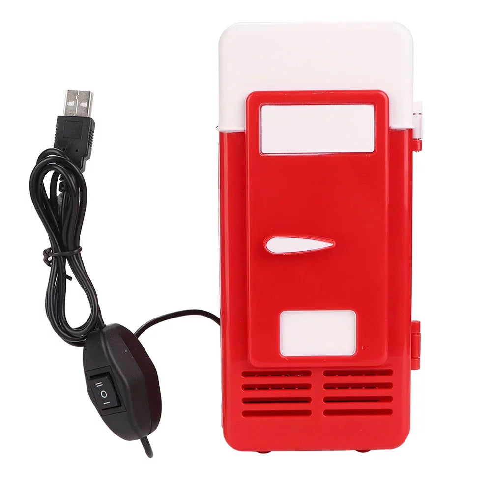 Mini Office Refrigerator Portable USB Refrigerator Cooling and Heating Dual-Use Drink Refrigerator(RED)