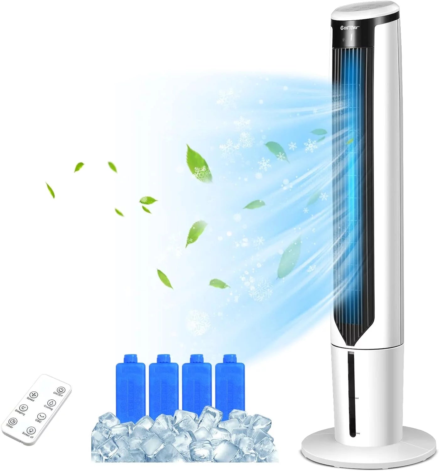 Quiet 41-Inch Oscillating Air Cooler With , 3 Modes, 3 Speeds, LED Display, 9H Timer, Floor Standing Bladeless Cooler For Home Office Bedroom